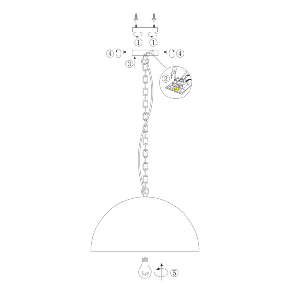 Steinhauer Semicirkel hanglamp - Ø50 cm - E27 - met ketting - zwart met goud - Image 8