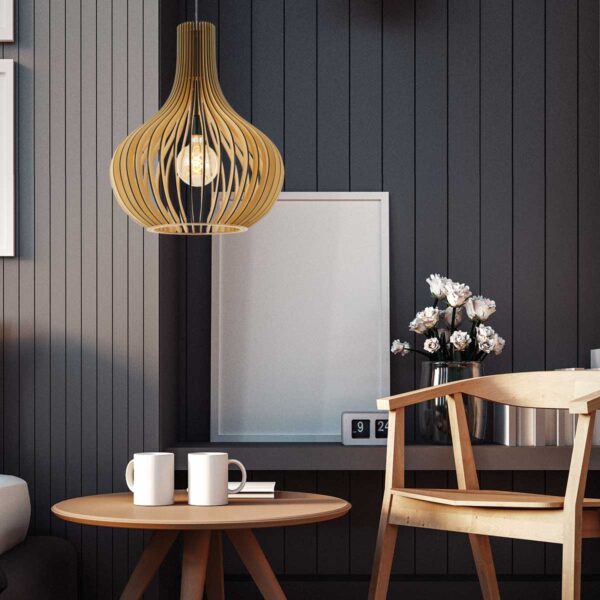 Steinhauer Smukt hanglamp - 50cm Ø - zebra snoer - houten spijlen - Image 2