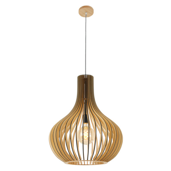 Steinhauer Smukt hanglamp - 50cm Ø - zebra snoer - houten spijlen - Image 15