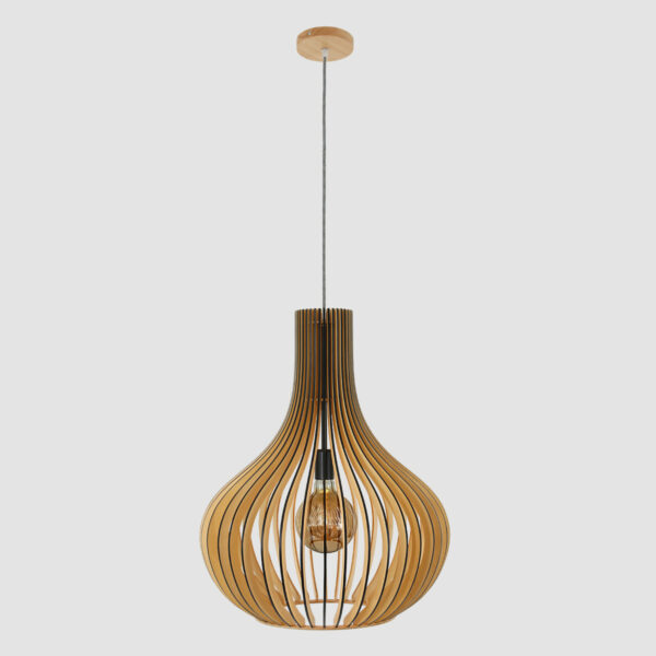 Steinhauer Smukt hanglamp - 50cm Ø - zebra snoer - houten spijlen - Image 18