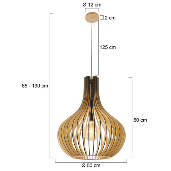 Steinhauer Smukt hanglamp - 50cm Ø - zebra snoer - houten spijlen - Image 7