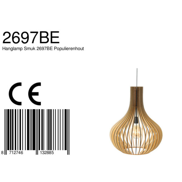 Steinhauer Smukt hanglamp - 50cm Ø - zebra snoer - houten spijlen - Image 8