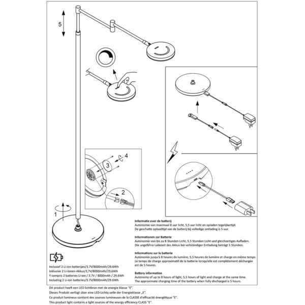 Steinhauer Soleil vloerlamp – In hoogte verstelbaar – Ingebouwd (LED) – staal - Image 8
