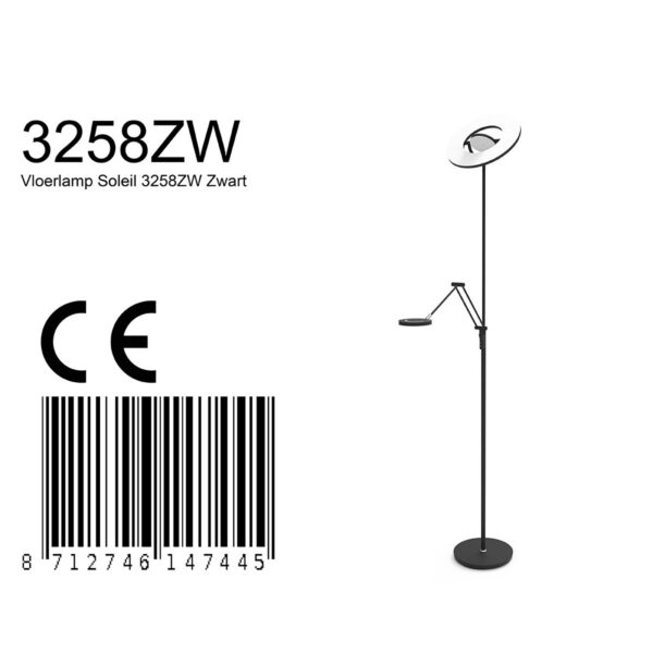 Zwarte vloerlamp met verstelbare leeslamp Steinhauer Soleil - Image 7