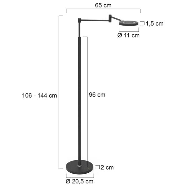 Steinhauer Soleil vloerlamp – In hoogte verstelbaar – Ingebouwd (LED) – zwart - Image 7