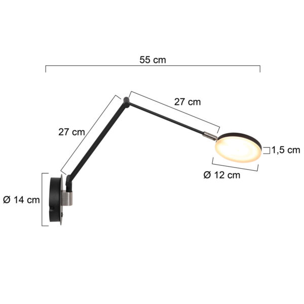 Steinhauer Soleil wandlamp – ø 14 cm – Ingebouwd (LED) – transparant en zwart - Image 5