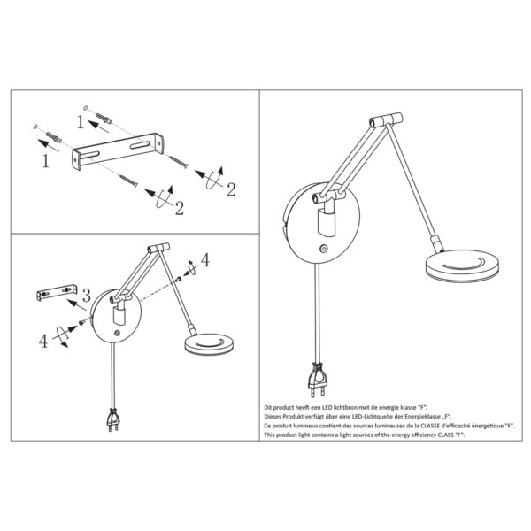 Steinhauer Soleil wandlamp – ø 14 cm – Ingebouwd (LED) – transparant en zwart - Image 7