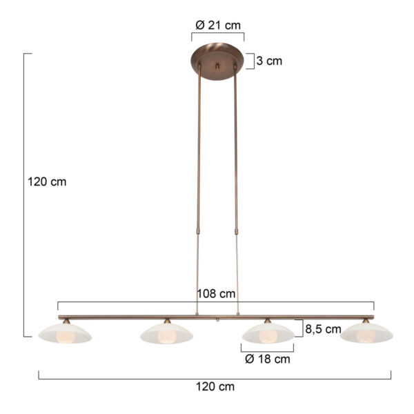Steinhauer Sovereign Classic hanglamp - vierlichts - incl. G9 LED - pulsdimmer - brons - Afbeelding 5