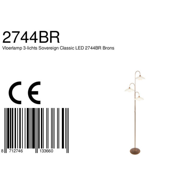 Steinhauer Sovereign Classic LED hanglamp - drielichts - 175 cm hoog - incl. lichtbronnen - brons - Image 8