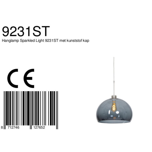 Steinhauer Gramineus hanglamp - plexiglas bol - Ø32 cm - in hoogte verstelbaar - E27 - grijs en staal - Afbeelding 6