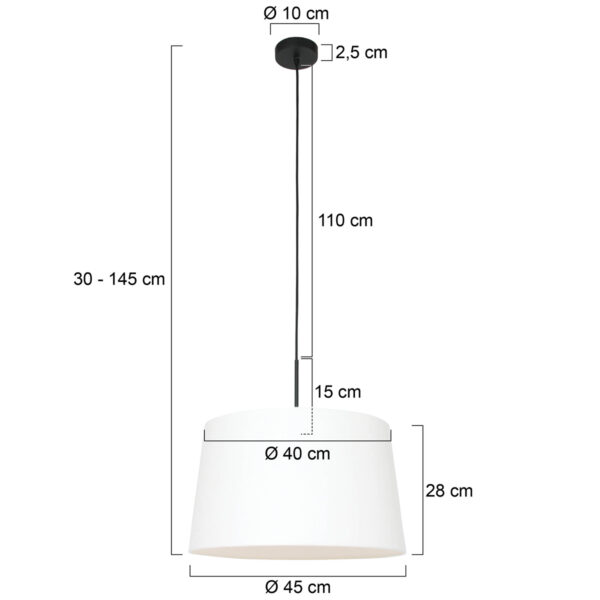 Steinhauer Sparkled Light hanglamp - linnen witte kap - kap Ø45 cm - verstelbaar in hoogte - zwart - Image 5