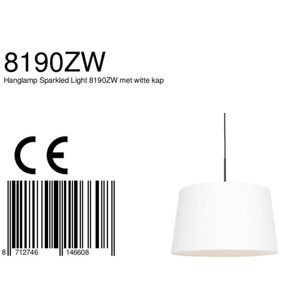 Steinhauer Sparkled Light hanglamp - linnen witte kap - kap Ø45 cm - verstelbaar in hoogte - zwart - Image 6