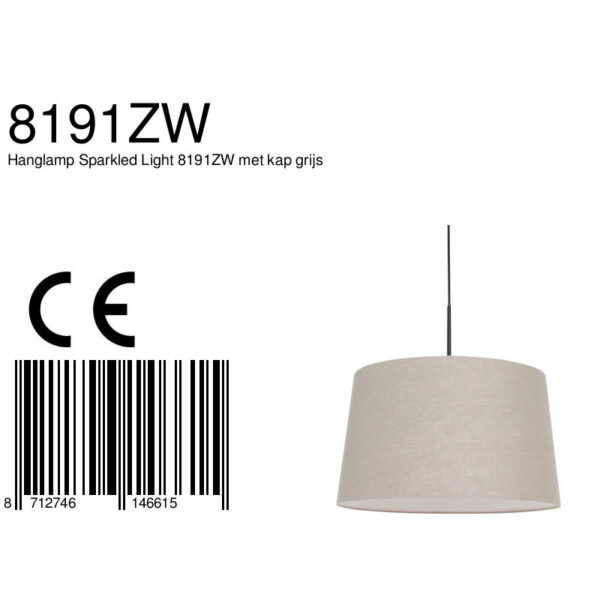 Steinhauer Sparkled Light hanglamp - linnen taupe kap - kap Ø45 cm - verstelbaar in hoogte - zwart - Image 6