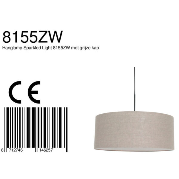 Steinhauer Sparkled Light hanglamp - linnen taupe kap - kap Ø50 cm - verstelbaar in hoogte - zwart - Image 6