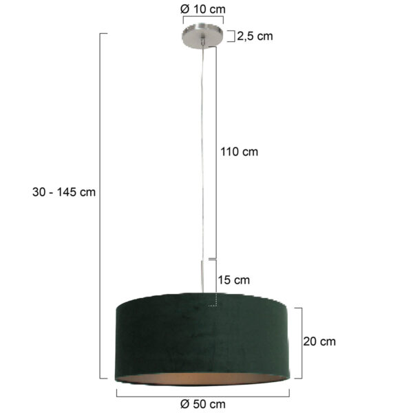 Steinhauer Sparkled Light hanglamp - groene velvet kap - kap Ø50 cm - verstelbaar in hoogte - staal - Image 5