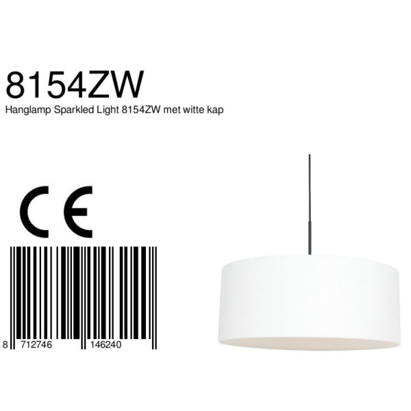 Steinhauer Sparkled Light hanglamp - linnen witte kap - kap Ø50 cm - verstelbaar in hoogte - zwart - Image 6
