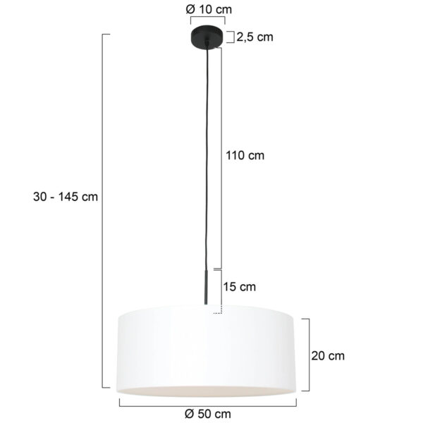 Steinhauer Sparkled Light hanglamp - witte chitzo kap - kap Ø50 cm - verstelbaar in hoogte - zwart - Image 6
