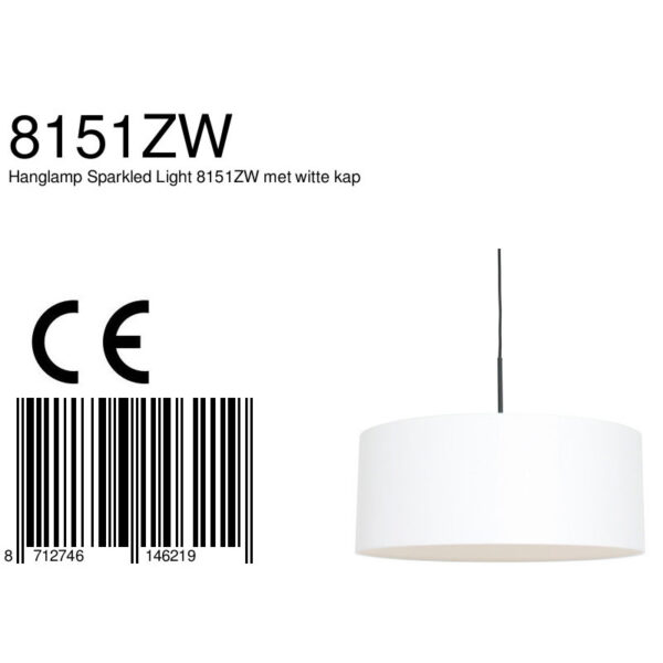 Steinhauer Sparkled Light hanglamp - witte chitzo kap - kap Ø50 cm - verstelbaar in hoogte - zwart - Image 7