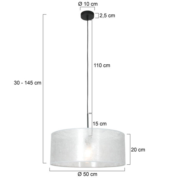 Steinhauer Sparkled Light hanglamp - zilveren sizoflor kap - kap Ø50 cm - verstelbaar in hoogte - zwart - Image 5