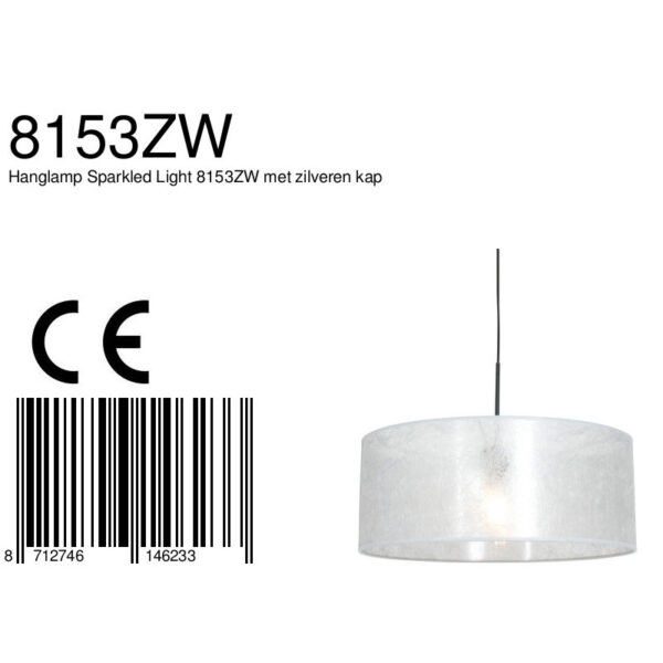 Steinhauer Sparkled Light hanglamp - zilveren sizoflor kap - kap Ø50 cm - verstelbaar in hoogte - zwart - Image 6
