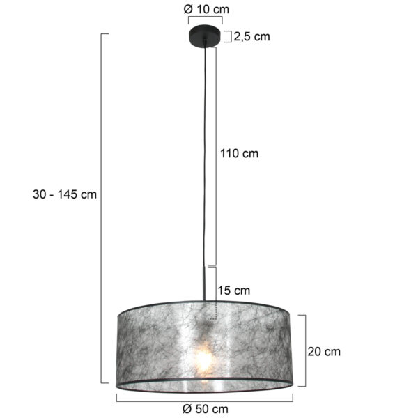 Steinhauer Sparkled Light hanglamp - zwarte sizoflor kap - kap Ø50 cm - verstelbaar in hoogte - zwart - Image 5