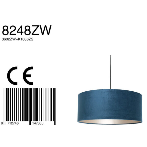Steinhauer Sparkled Light hanglamp - in hoogte verstelbaar - 40 tot 220 cm hoog - Ø50 cm - zwart met blauwe kap - Image 6