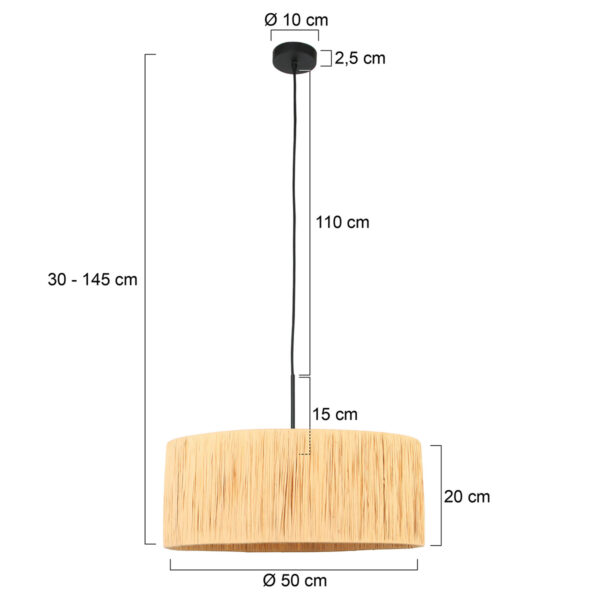 Steinhauer Sparkled light hanglamp – ø 50 cm – In hoogte verstelbaar – E27 (grote fitting) – naturel en zwart - Image 6