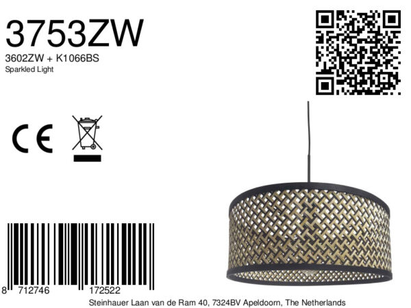 Steinhauer Sparkled light hanglamp – E27 (grote fitting) – Zwart - Image 7