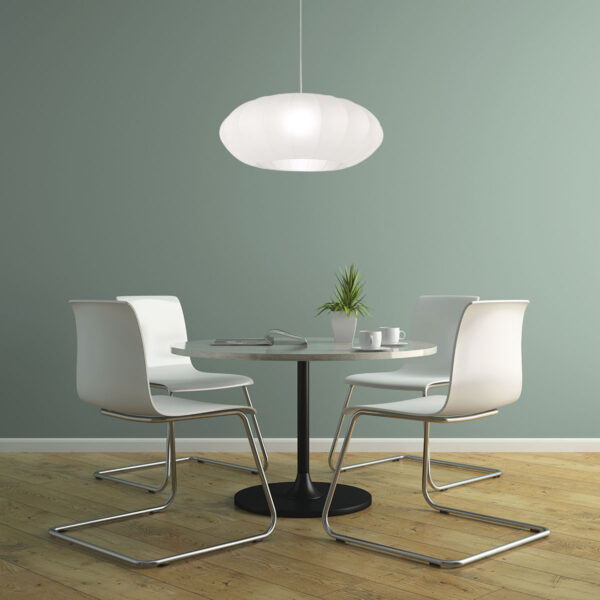 Steinhauer Sparkled light hanglamp – ø 60 cm – In hoogte verstelbaar – E27 (grote fitting) – staal en wit - Image 2