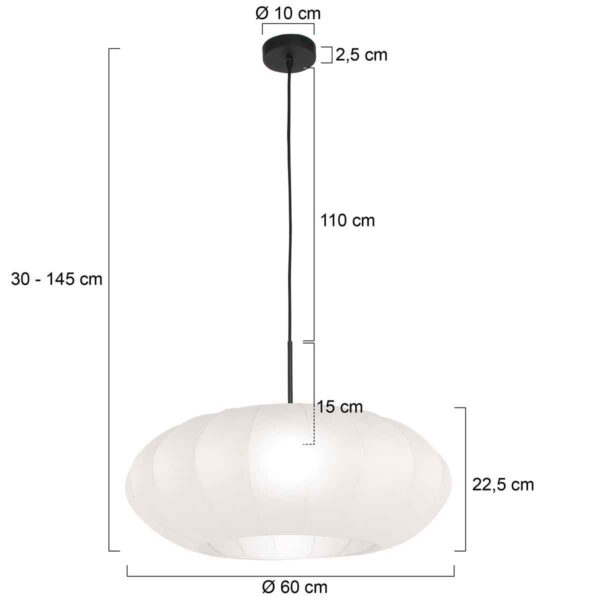 Steinhauer Sparkled light hanglamp – ø 60 cm – In hoogte verstelbaar – E27 (grote fitting) – wit en zwart - Image 5