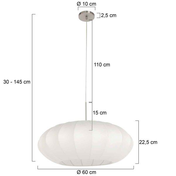 Steinhauer Sparkled light hanglamp – ø 60 cm – In hoogte verstelbaar – E27 (grote fitting) – staal en wit - Image 6