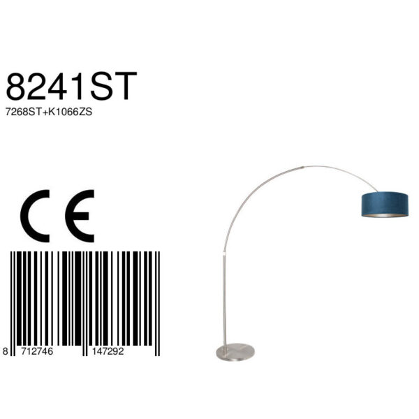 Steinhauer Sparkled Light booglamp - uittrekbaar - 155 tot 215 cm diep - staal met blauwe kap - Image 6