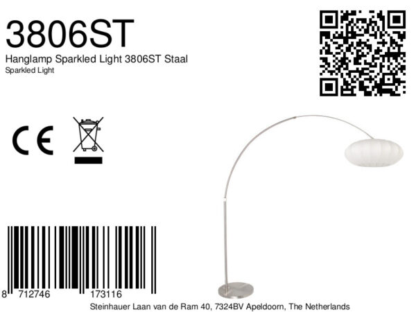 Steinhauer Sparkled light vloerlamp – Draai- en/of kantelbaar – E27 (grote fitting) – staal en wit - Image 7