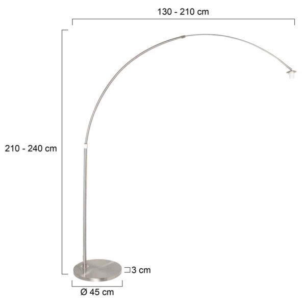 Steinhauer Gramineus Booglamp - zonder kap - verstelbaar - 230 cm hoog - staal - Image 7
