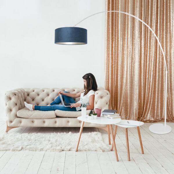 Steinhauer Sparkled Light booglamp - E27 - in hoogte verstelbaar - uittrekbaar - wit met blauwe kap - Image 2