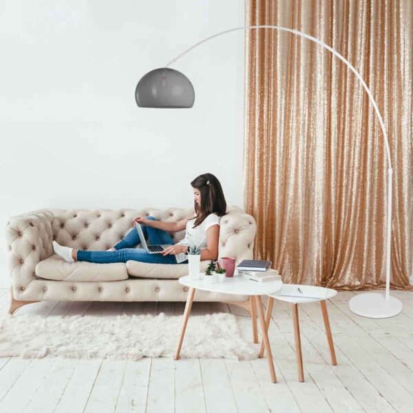 Steinhauer Sparkled Light booglamp - E27 - in hoogte verstelbaar - uittrekbaar - wit met rookglazen kap - Image 2