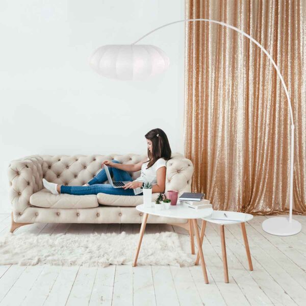 Witte scandinavische booglamp linnen kap Steinhauer Sparkled light - Image 2