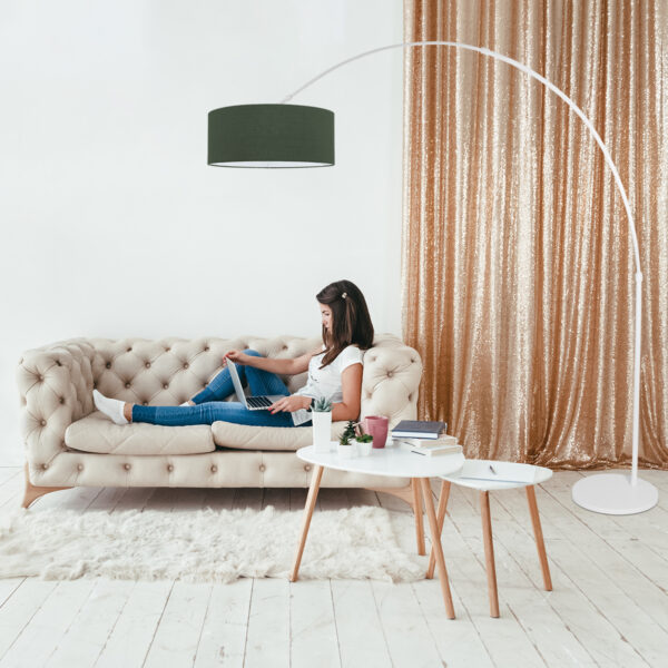 Steinhauer Sparkled Light booglamp - E27 - in hoogte verstelbaar - uittrekbaar - wit met groene kap - Image 2