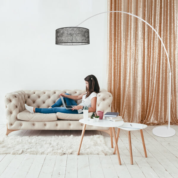 Steinhauer Sparkled Light booglamp - E27 - in hoogte verstelbaar - uittrekbaar - wit met zwarte kap - Image 2