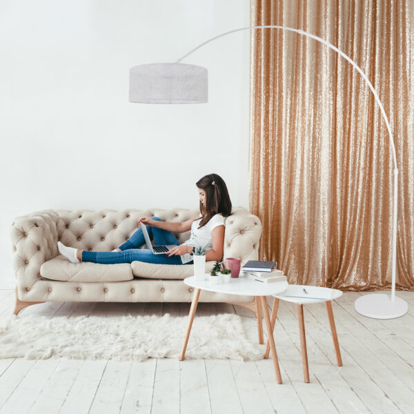 Steinhauer Sparkled Light booglamp - E27 - in hoogte verstelbaar - uittrekbaar - wit met grijze kap - Image 2
