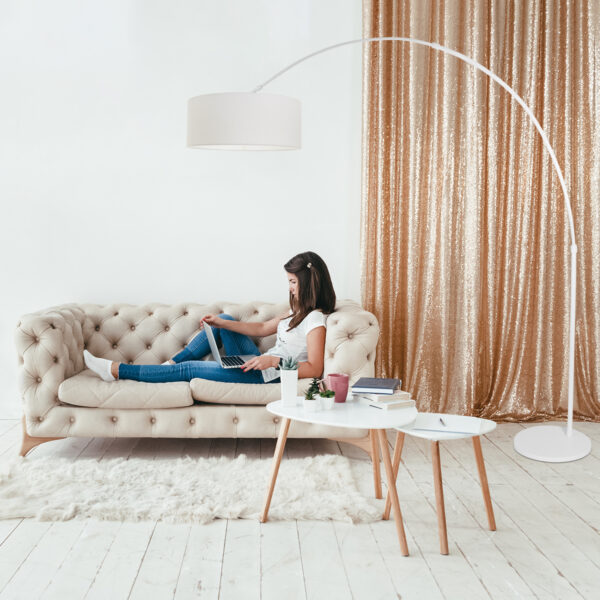 Steinhauer Sparkled Light booglamp - E27 - in hoogte verstelbaar - uittrekbaar - wit met witte kap - Image 2