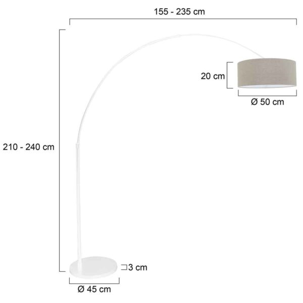 Steinhauer Sparkled Light booglamp - E27 - in hoogte verstelbaar - uittrekbaar - wit met bruine kap - Image 6