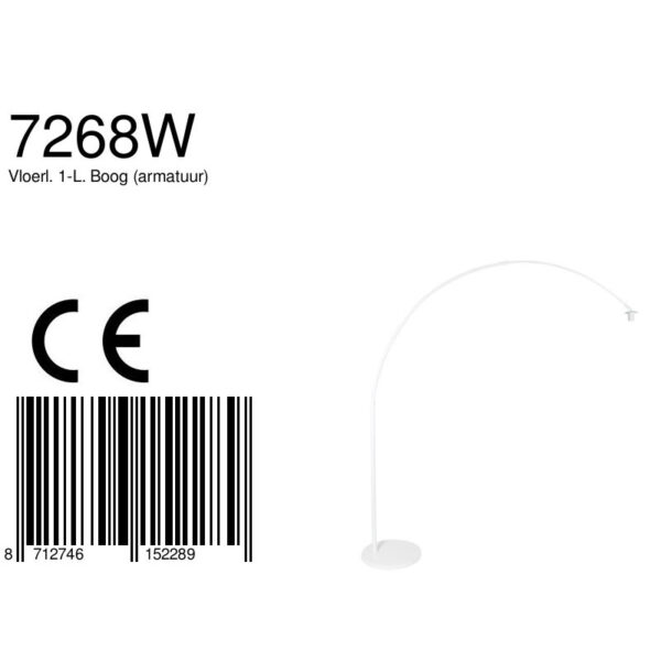 Steinhauer Sparkled Light booglamp - zonder kap - E27 - in hoogte verstelbaar - 210-230 cm hoog - uittrekbaar - wit - Image 6