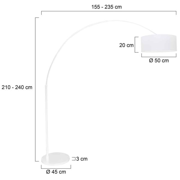 Steinhauer Sparkled Light booglamp - E27 - in hoogte verstelbaar - uittrekbaar - wit - Image 6