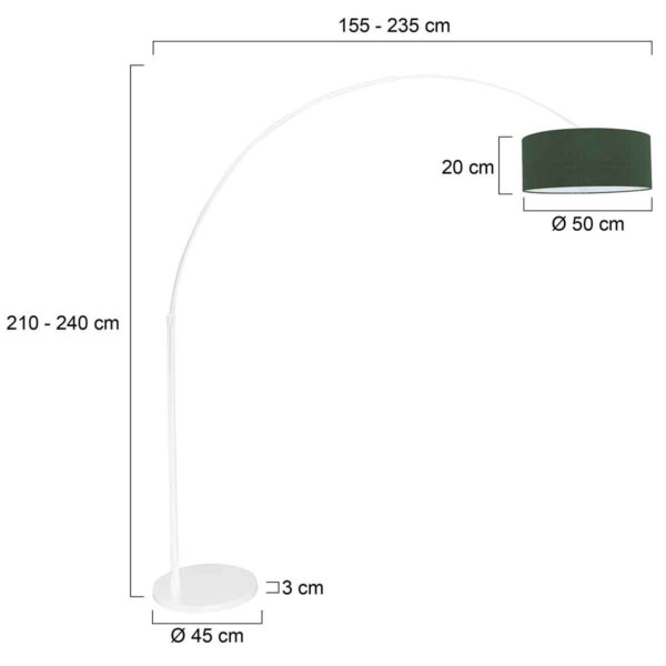 Steinhauer Sparkled Light booglamp - E27 - in hoogte verstelbaar - uittrekbaar - wit met groene kap - Image 6