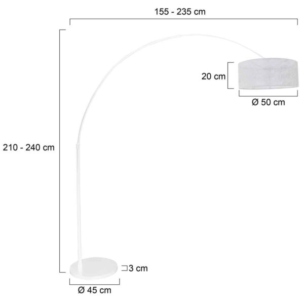 Steinhauer Sparkled Light booglamp - E27 - in hoogte verstelbaar - uittrekbaar - wit met grijze kap - Image 6