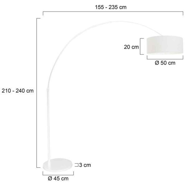 Steinhauer Sparkled Light booglamp - E27 - in hoogte verstelbaar - uittrekbaar - wit met witte kap - Image 6