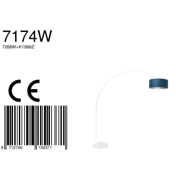 Steinhauer Sparkled Light booglamp - E27 - in hoogte verstelbaar - uittrekbaar - wit met blauwe kap - Image 7