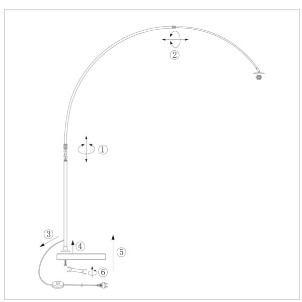 Steinhauer Sparkled Light booglamp - zonder kap - E27 - in hoogte verstelbaar - 210-230 cm hoog - uittrekbaar - wit - Image 7