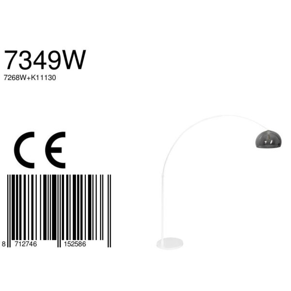 Steinhauer Sparkled Light booglamp - E27 - in hoogte verstelbaar - uittrekbaar - wit met rookglazen kap - Image 7